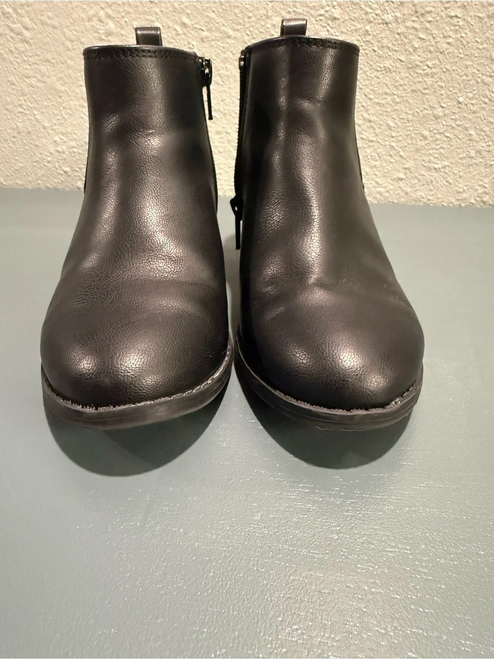 Old Navy - Girl’s Black Leather Ankle Booties - Slip-On